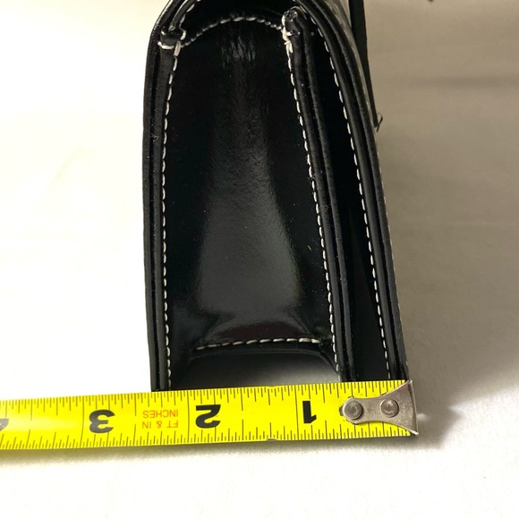 MP by MARTA PONTI Structured Black Leather Mini Handbag Cocktail Formal Baguette - Picture 4 of 16